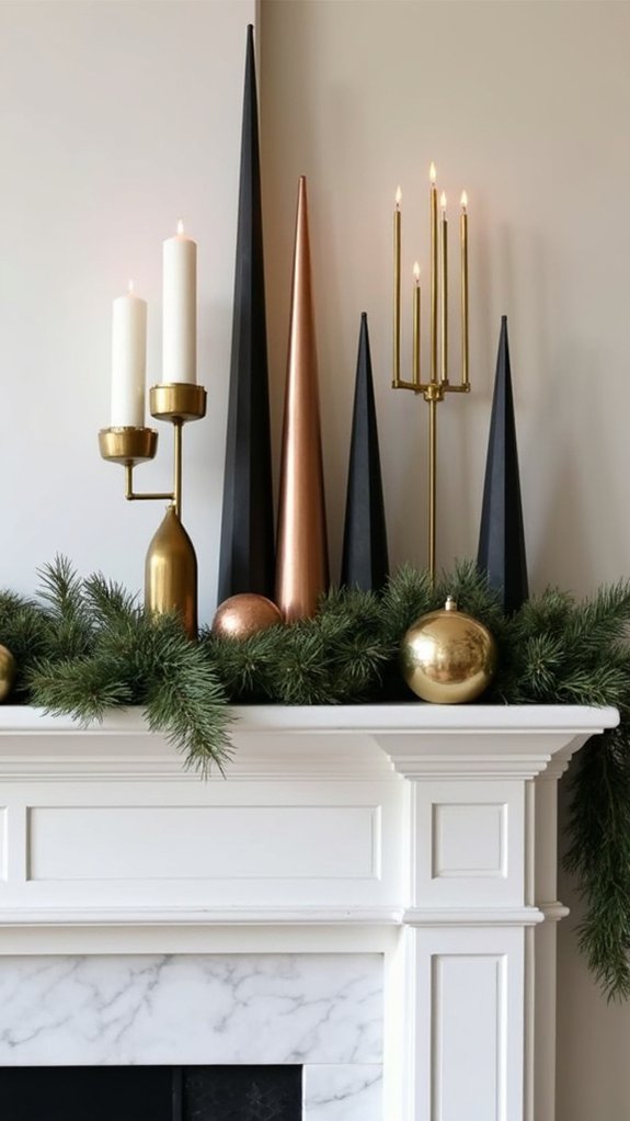curated mantel with contrast