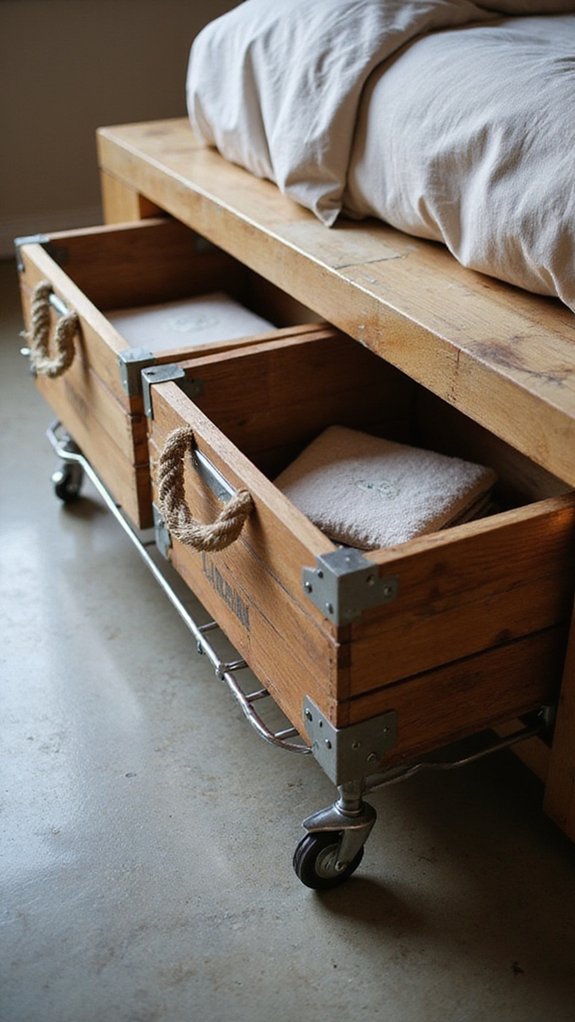 decorative wheeled storage crates
