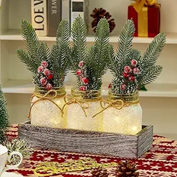 Christmas Farmhouse Table Centerpiece with Mason Jar and Tray