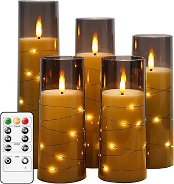 Flameless LED Timer Candles with Star String (5-Pack)