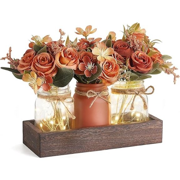 Mkono Mason Jar Lights Centerpiece Table Decorations