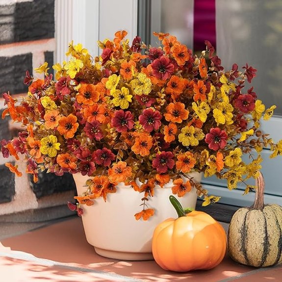 INQCMY Artificial Fall Flowers UV Resistant (12 Bundles)