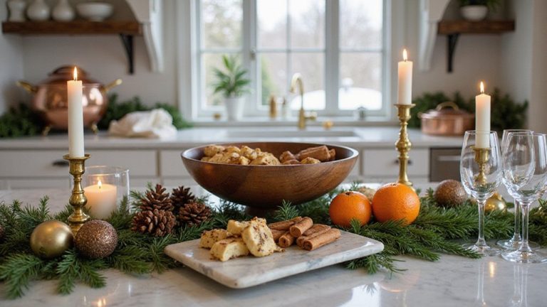 winter kitchen island decor